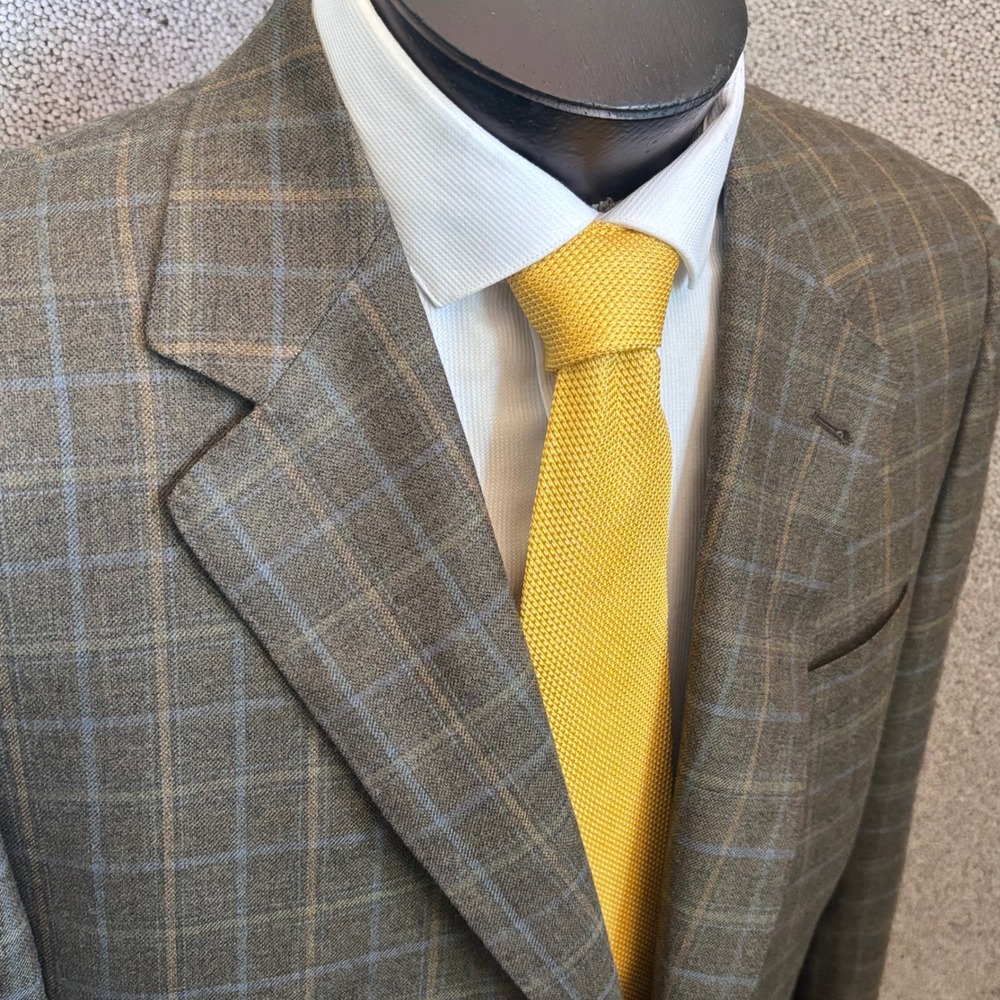 Canali Blazer 42S Brown Plaid Aldo's Super 120s Wool Italy Professional Academic